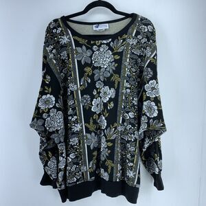 Vtg‎ Top Notch Womens Pullover Sweater Sweatshirt Floral Dolman Oversized USA